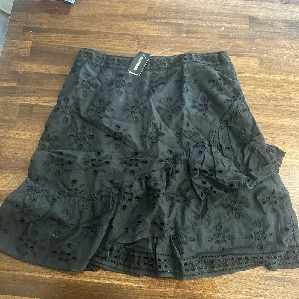 Express Black Eyelet Skirt